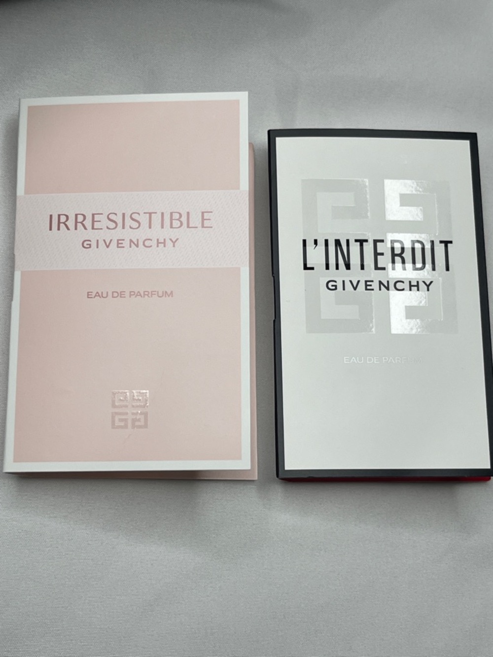 Givenchy Black Logo Cosmetic Bag + Irresistible & L’Interdit Perfume Samples-NEW - Picture 5 of 8